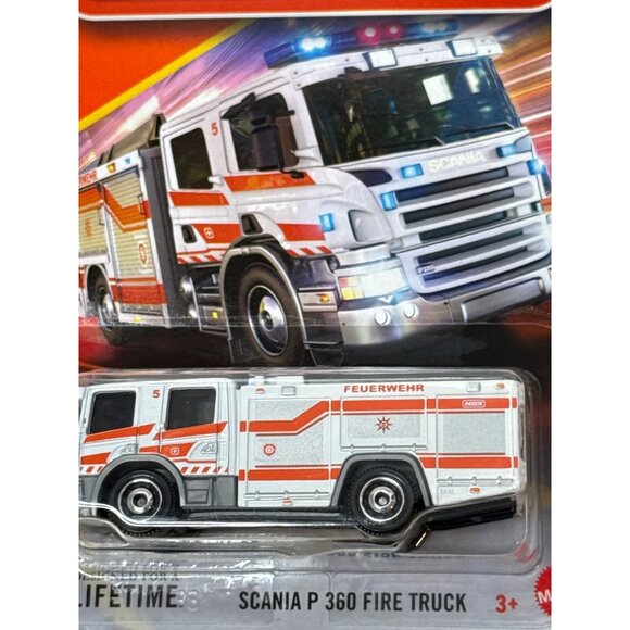 Matchbox Scania P360 Fire Truck White Orange 16/125 Diecast Emergency New - Picture 3 of 3